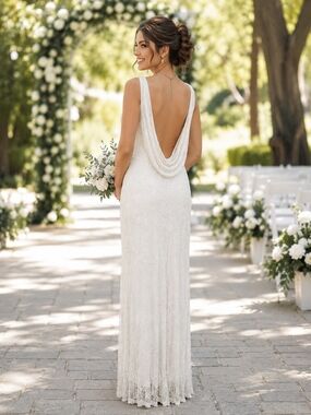 scala white beaded dress Scala 61405 Long Beaded Sequin Prom Formal Dress